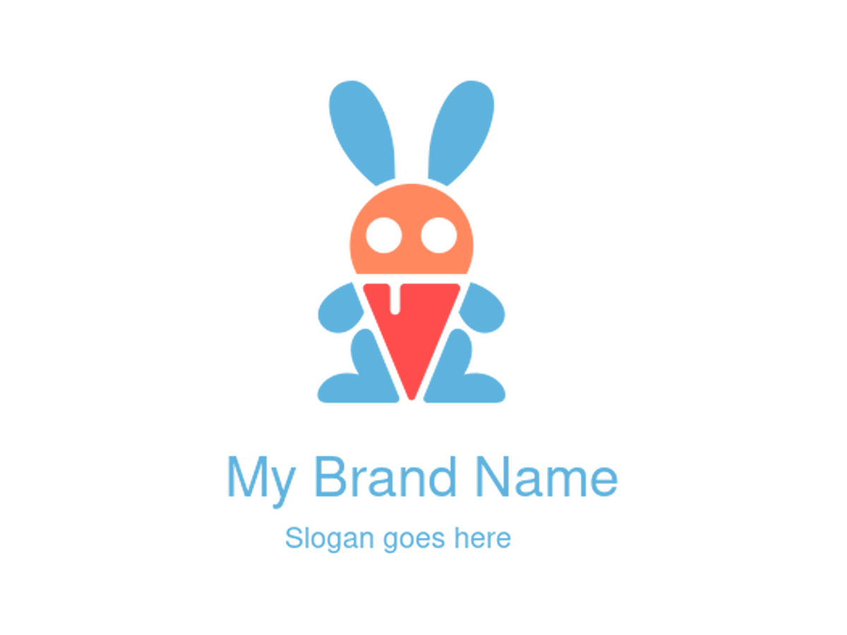Playful Abstract Bunny and Carrot Logo Design for Kids Brands, Toy Companies, Organic Products, or Pet Food Startups